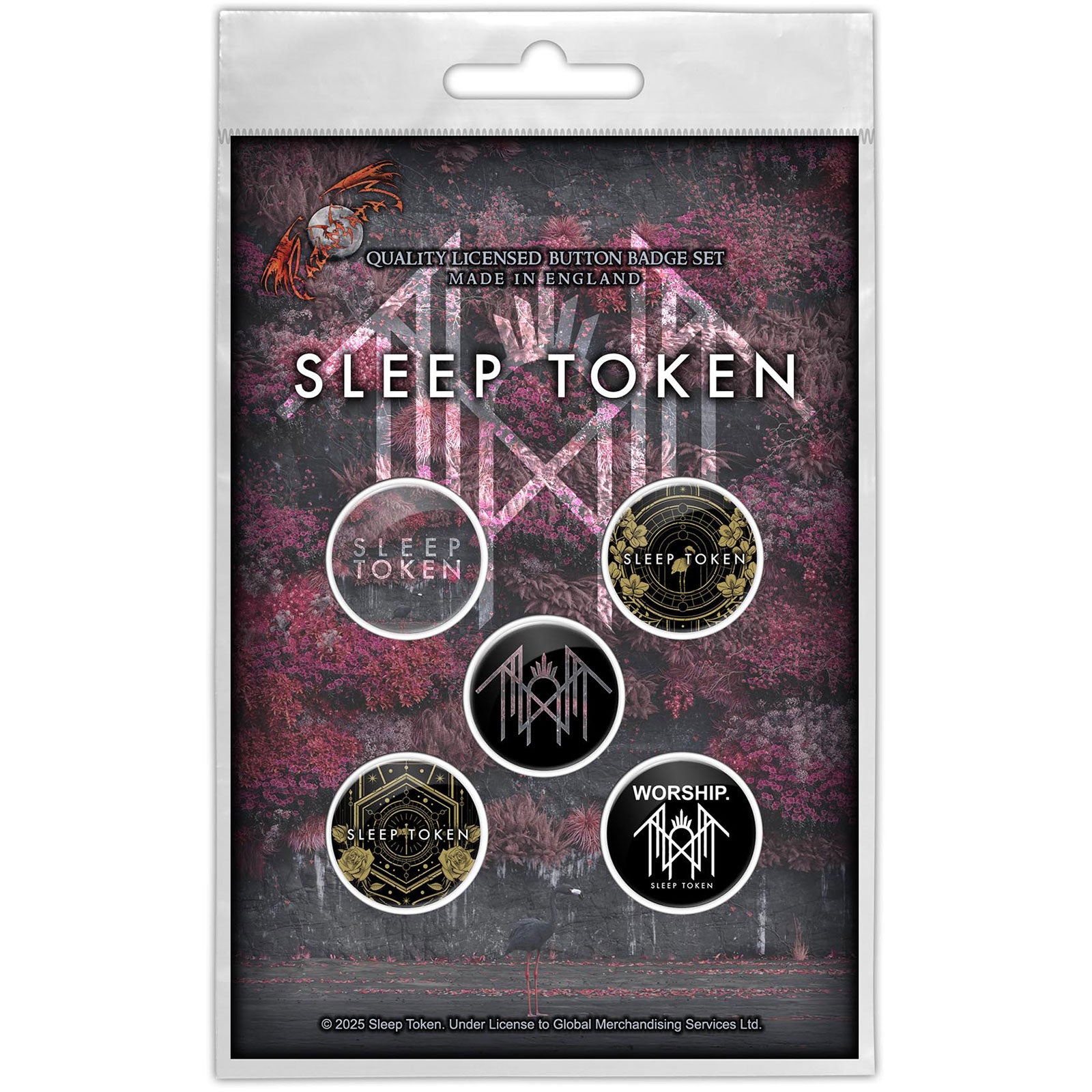 Een foto van een Sleep Token Speld Badge