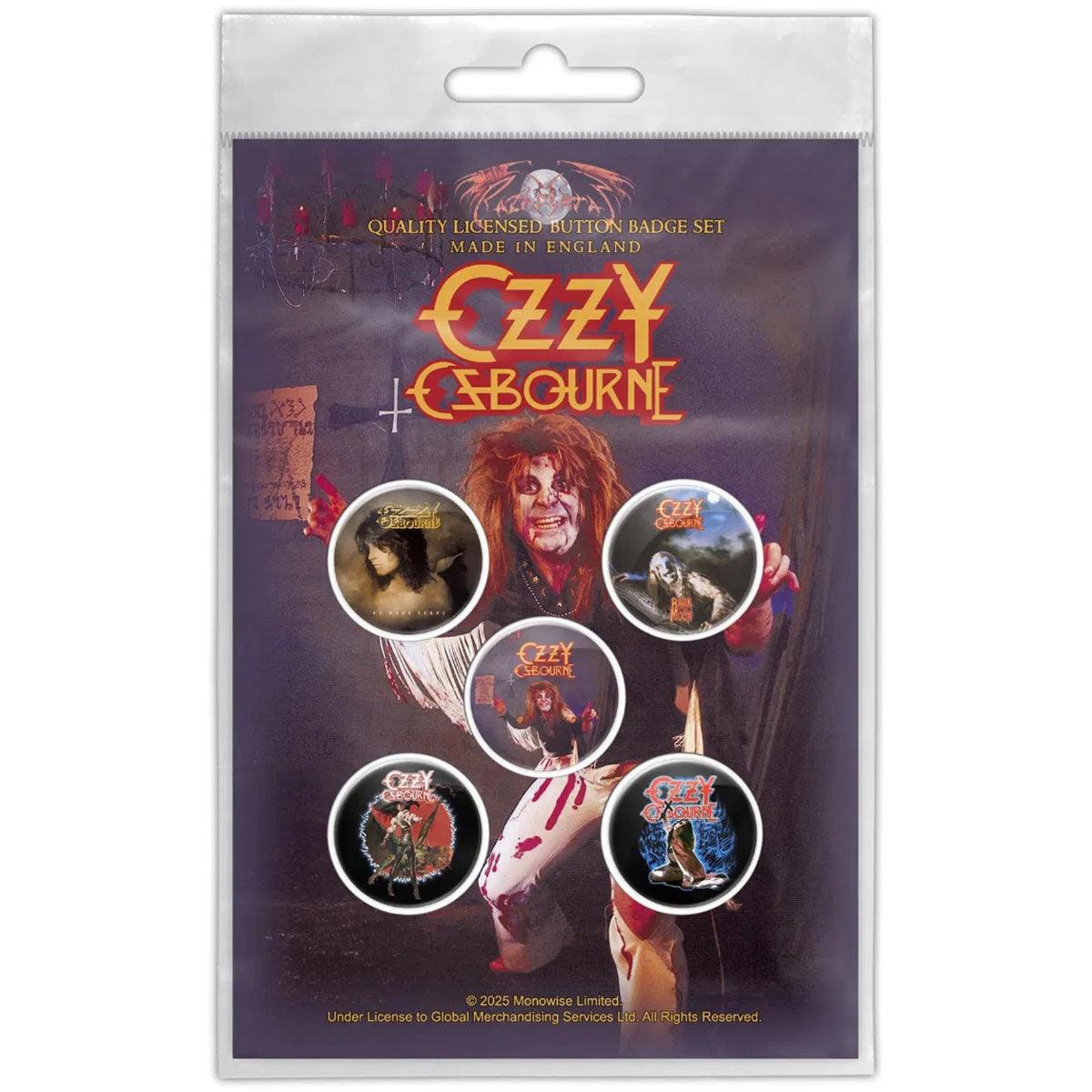Een foto van een Ozzy Osbourne Speld Badge