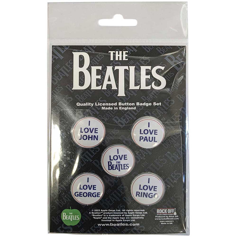 Een foto van een The Beatles Knop Badge Pakket
