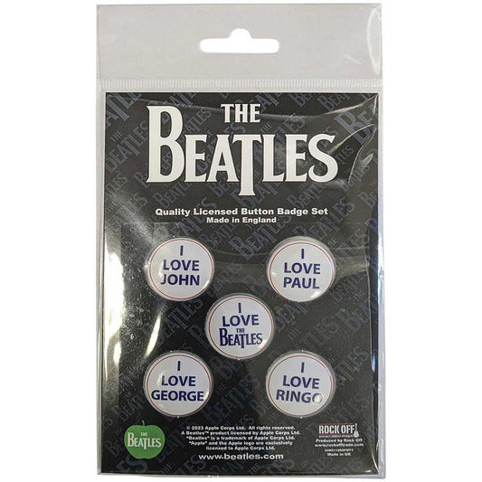 Een foto van een The Beatles Knop Badge Pakket