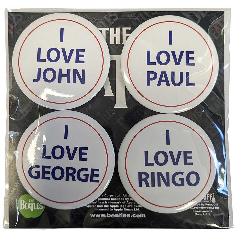 Een foto van een The Beatles Knop Badge Pakket