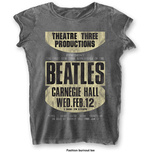 The Beatles Ladies T-Shirt: Carnegie Hall (Burnout) T-Shirt