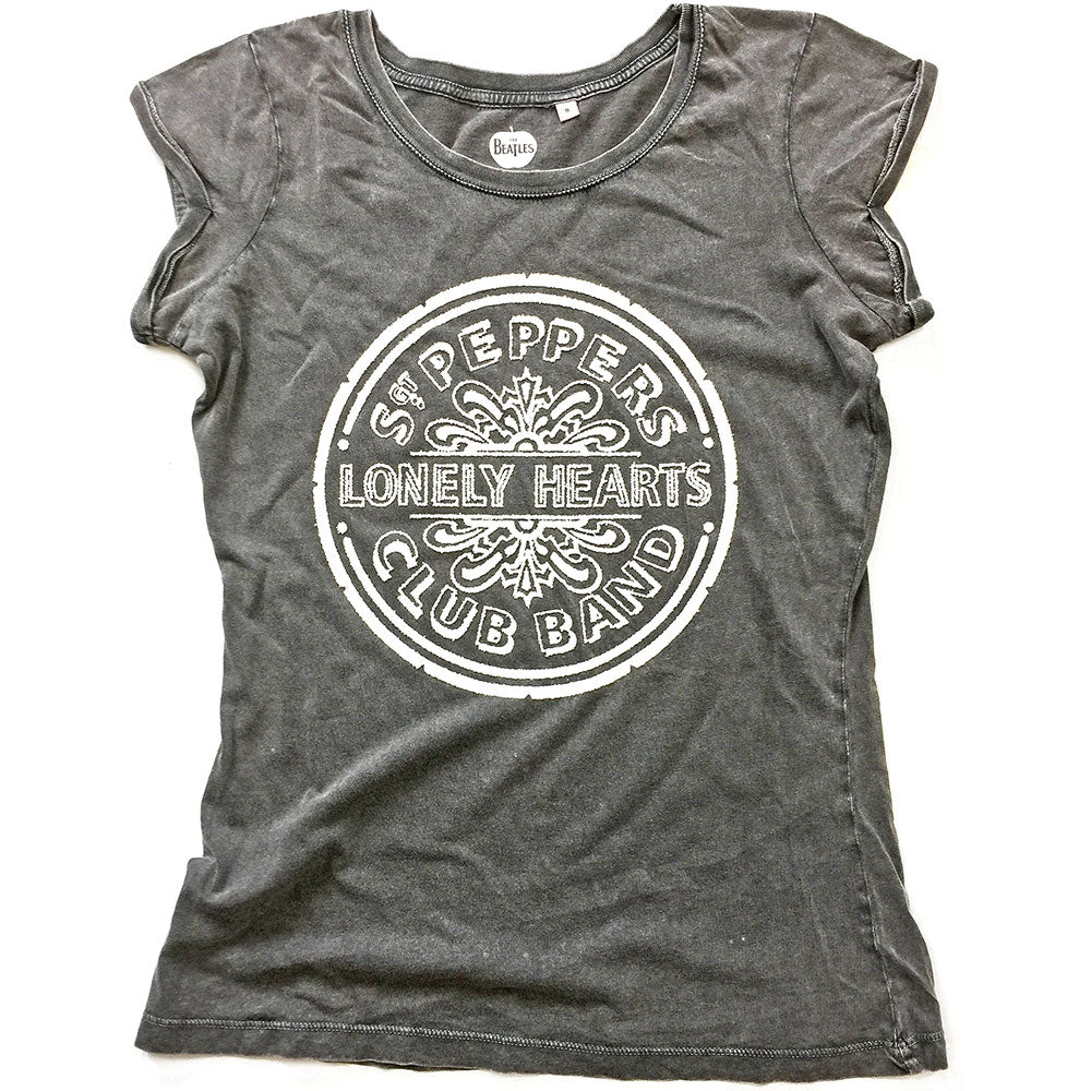 The Beatles Ladies T-Shirt: Sgt Pepper Drum (Wash Collection) (Embellished) T-Shirt