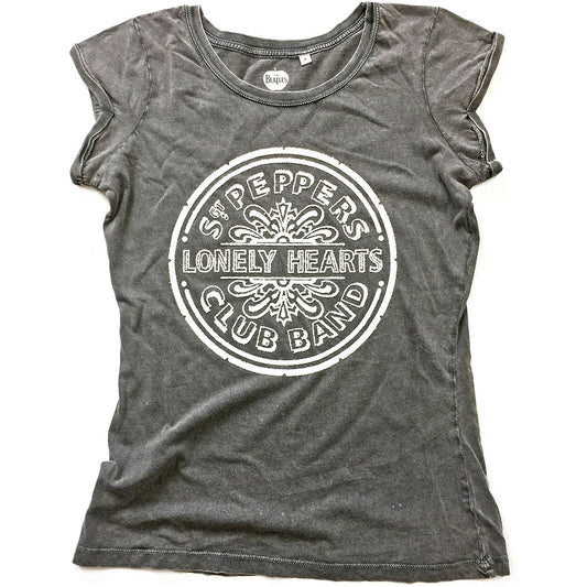 The Beatles Ladies T-Shirt: Sgt Pepper Drum (Wash Collection) (Embellished) T-Shirt
