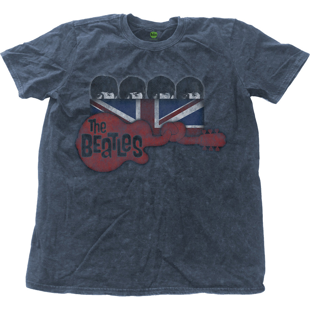 The Beatles Unisex T-Shirt: Guitar & Flag (Wash Collection) T-Shirt