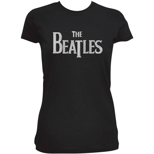 The Beatles Ladies Embellished T-Shirt: Drop T Logo (Diamante) Embellished T-Shirt