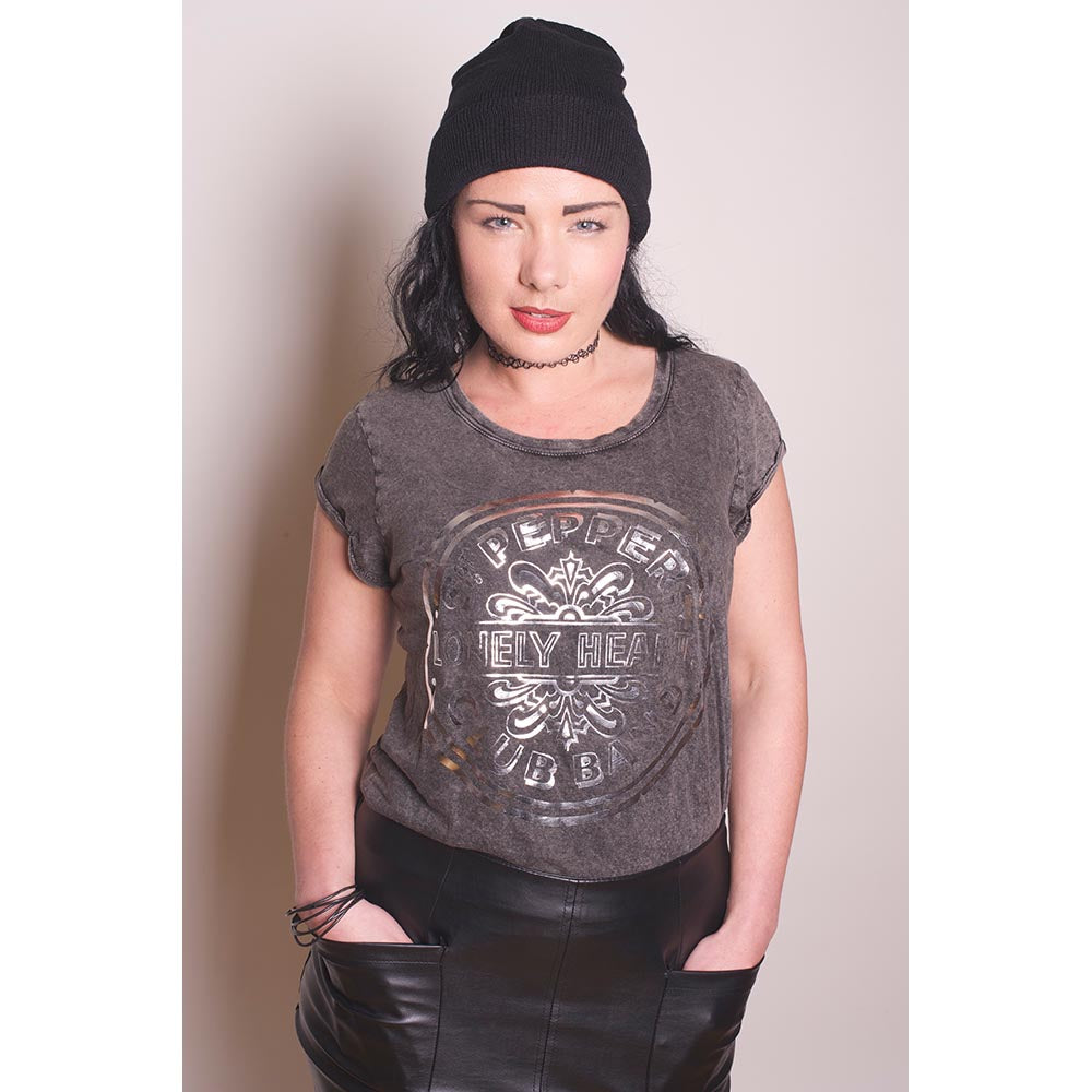 The Beatles Ladies T-Shirt: Sgt Pepper Drum (Wash Collection) T-Shirt