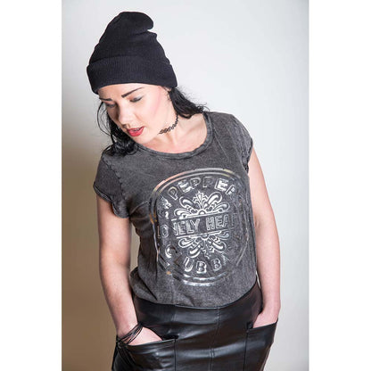 The Beatles Ladies T-Shirt: Sgt Pepper Drum (Wash Collection) T-Shirt