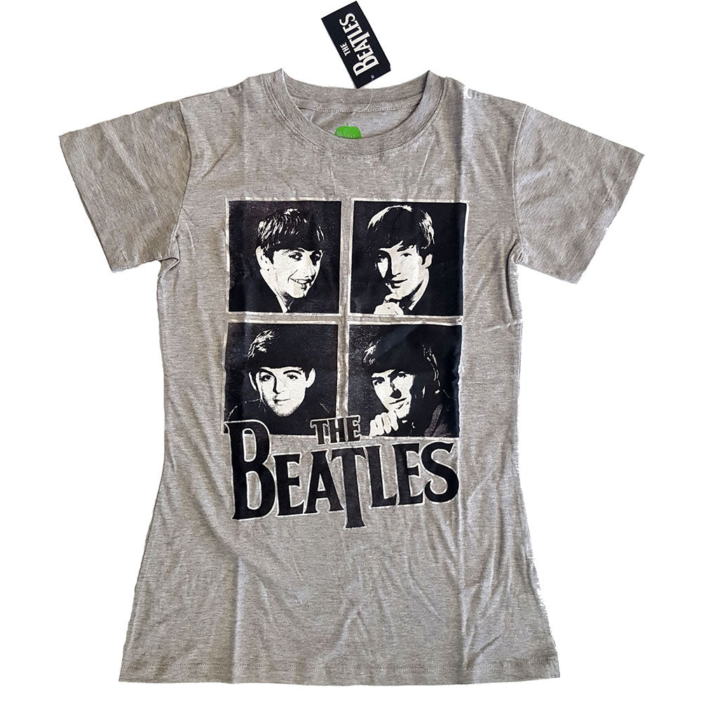 The Beatles Ladies T-Shirt: Framed Faces (Foiled) T-Shirt