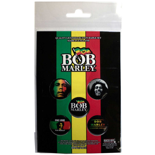 Een foto van een Bob Marley Knop Badge Pakket