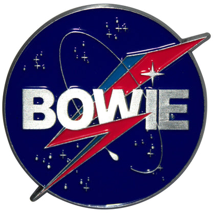 Een foto van een David Bowie Speld Badge