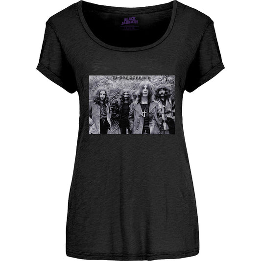 Black Sabbath Ladies Scoop Neck T-Shirt: Group Shot Scoop Neck T-Shirt
