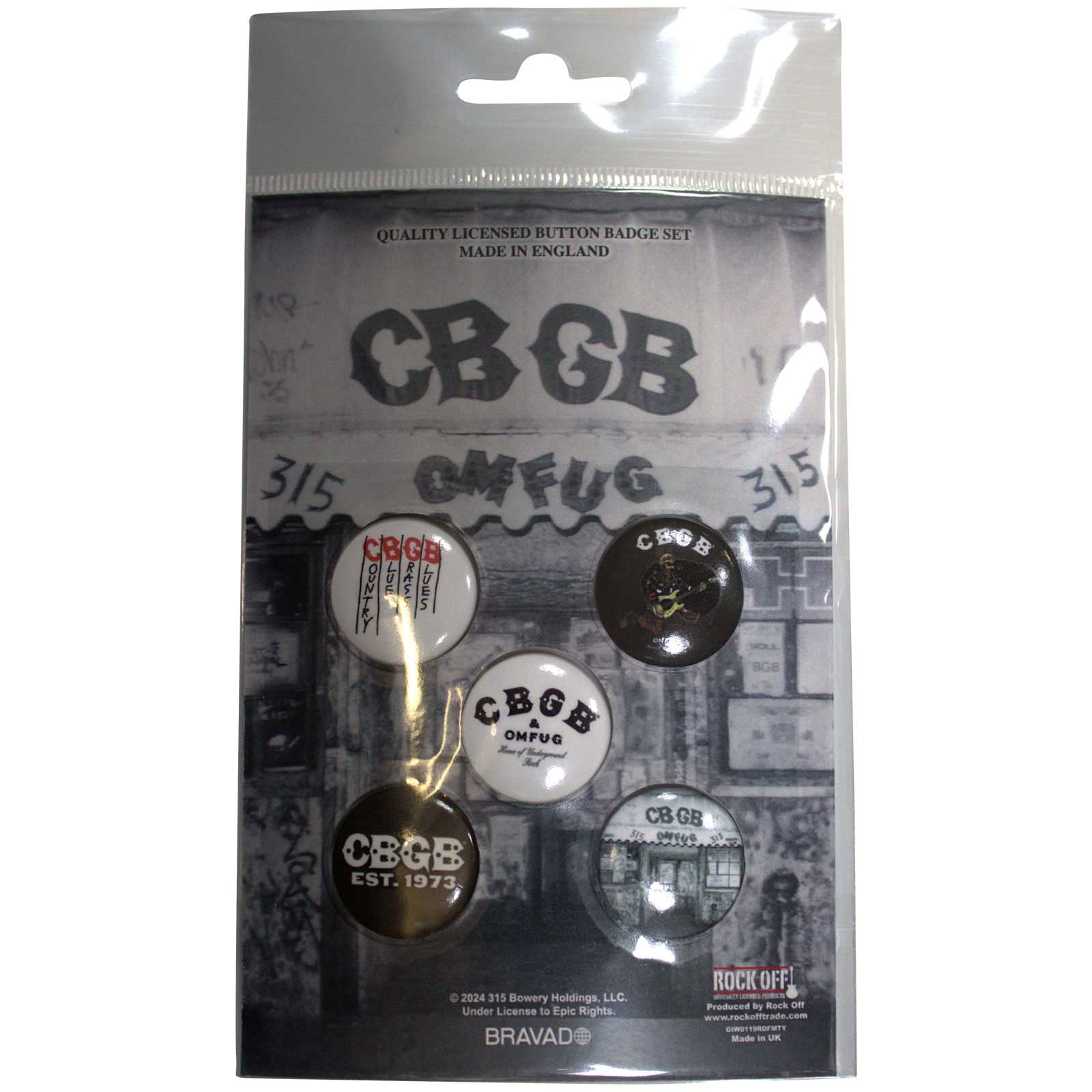 Een foto van een CBGB Knop Badge Pakket