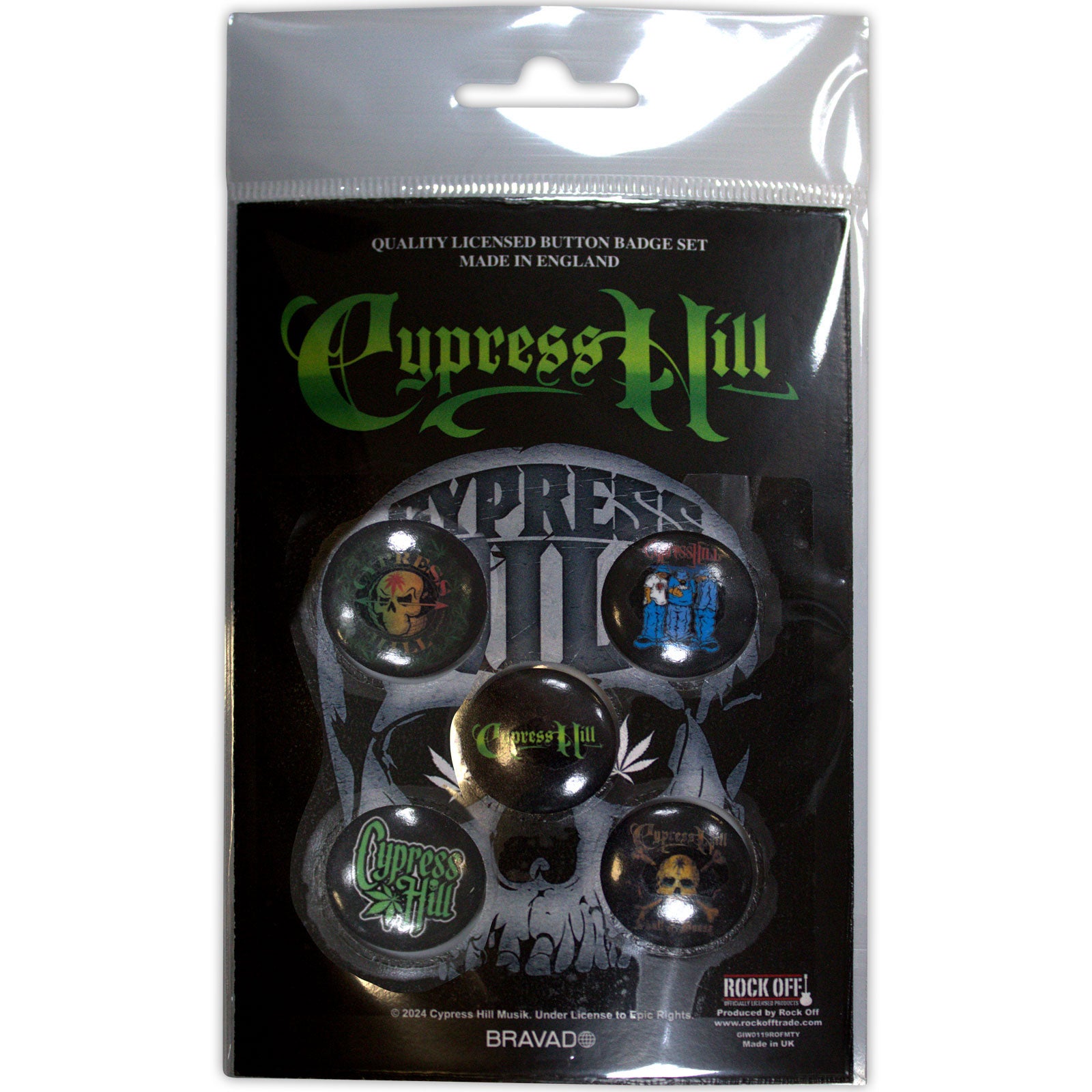Een foto van een Cypress Hill Speld Badge