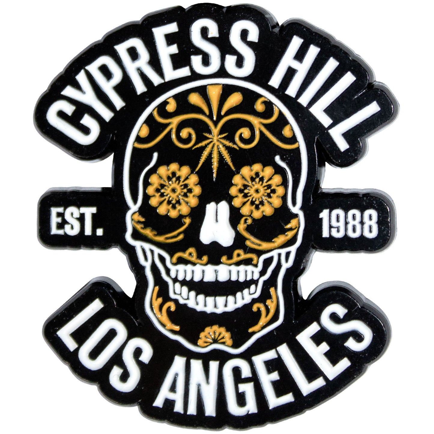Een foto van een Cypress Hill Speld Badge