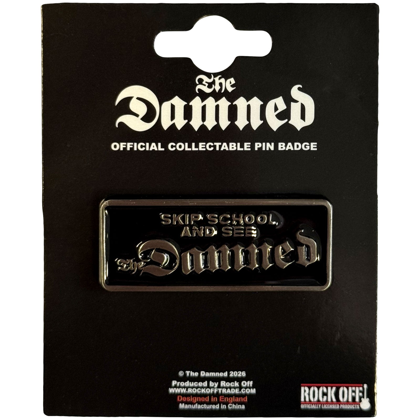 Een foto van een The Damned Speld Badge