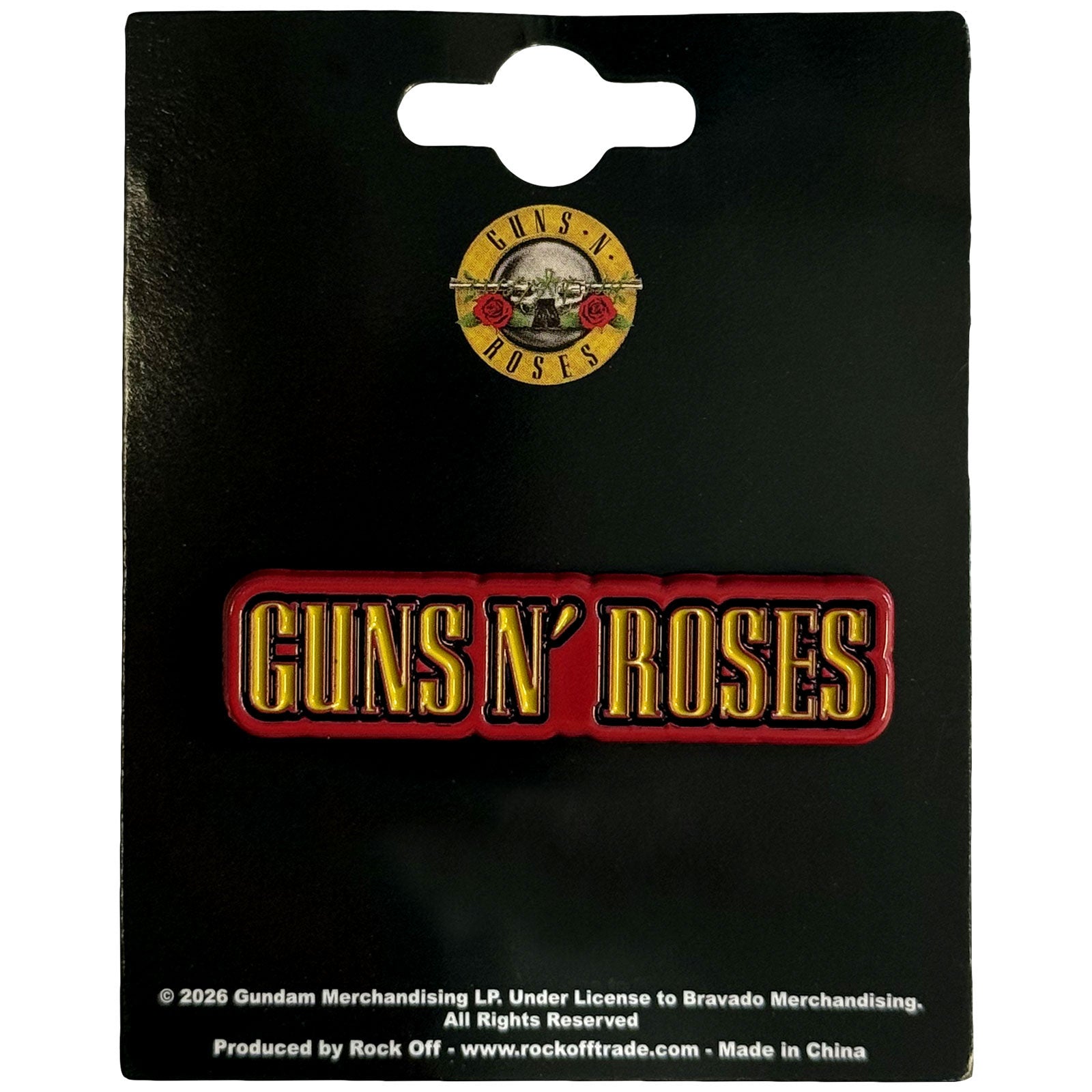 Een foto van een Guns N' Roses Speld Badge