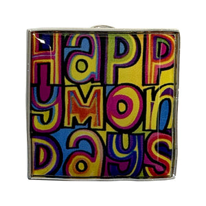 Een foto van een Happy Mondays Speld Badge