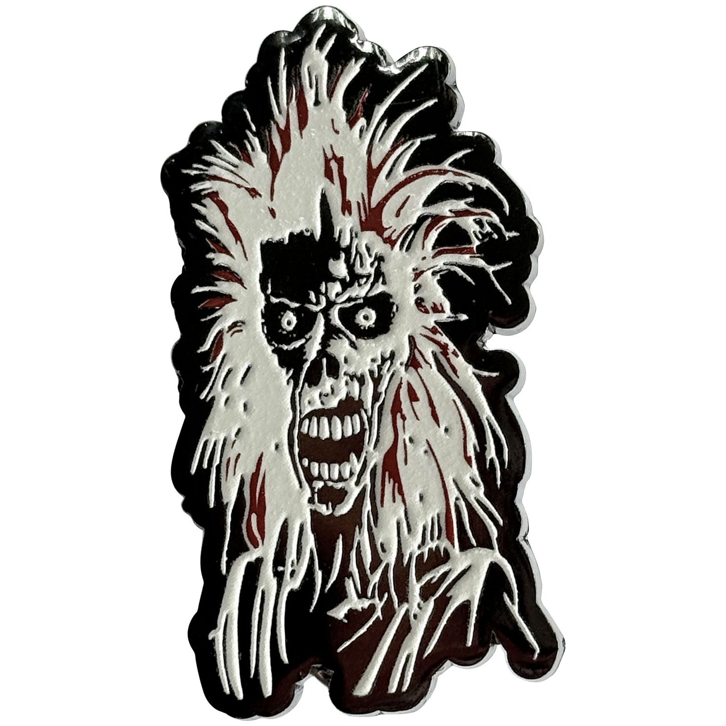 Een foto van een Iron Maiden Speld Badge