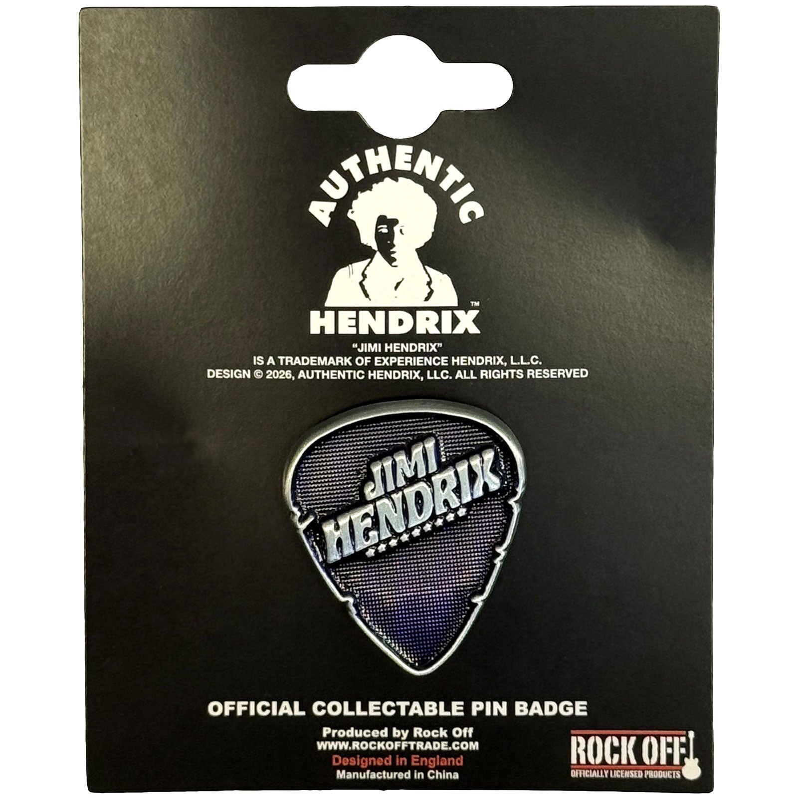 Een foto van een Jimi Hendrix Speld Badge