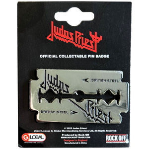 Een foto van een Judas Priest Speld Badge
