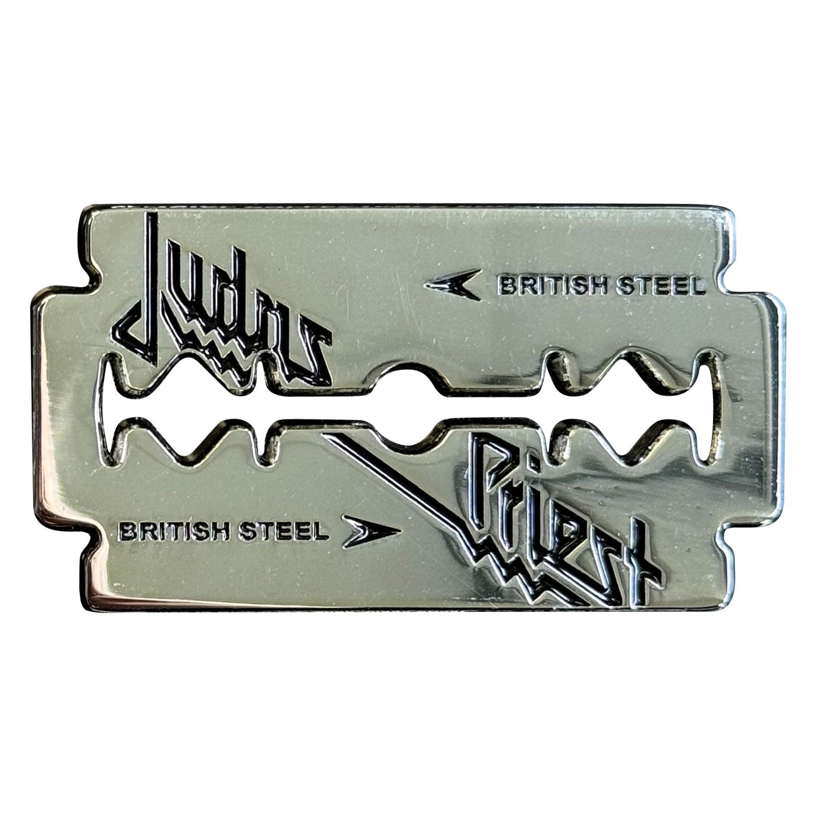 Een foto van een Judas Priest Speld Badge
