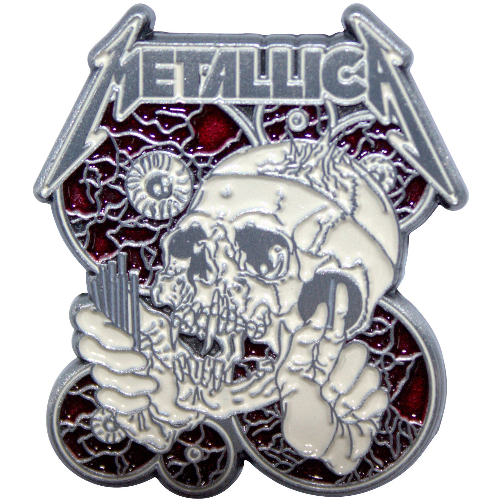 Een foto van een Metallica Speld Badge