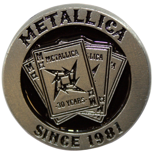 Een foto van een Metallica Speld Badge