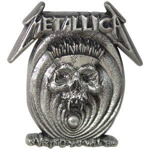 Een foto van een Metallica Speld Badge
