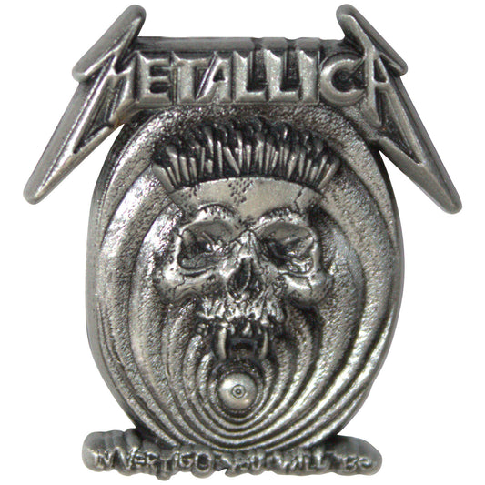 Een foto van een Metallica Speld Badge