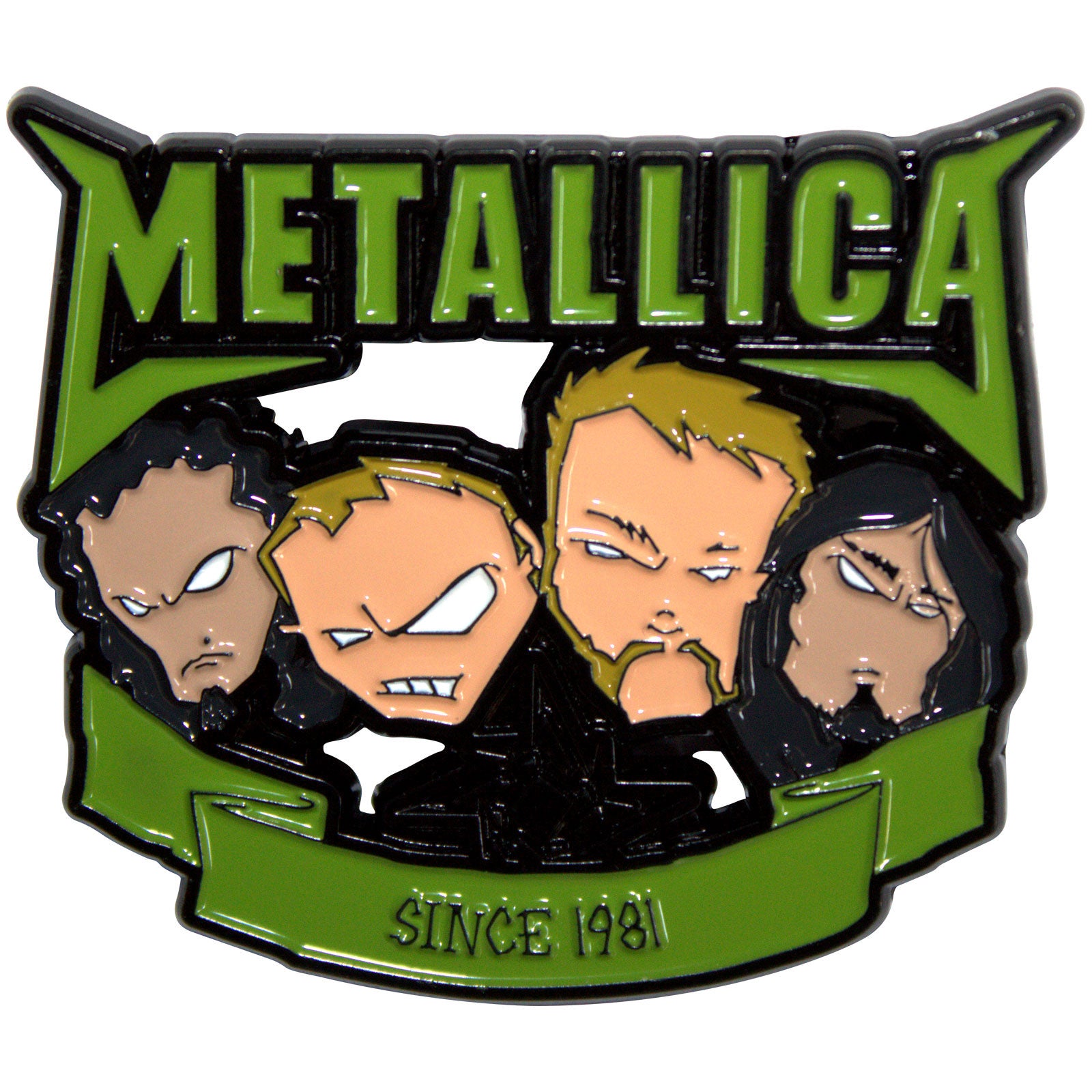 Een foto van een Metallica Speld Badge