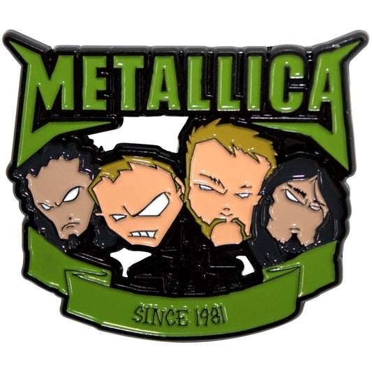 Een foto van een Metallica Speld Badge