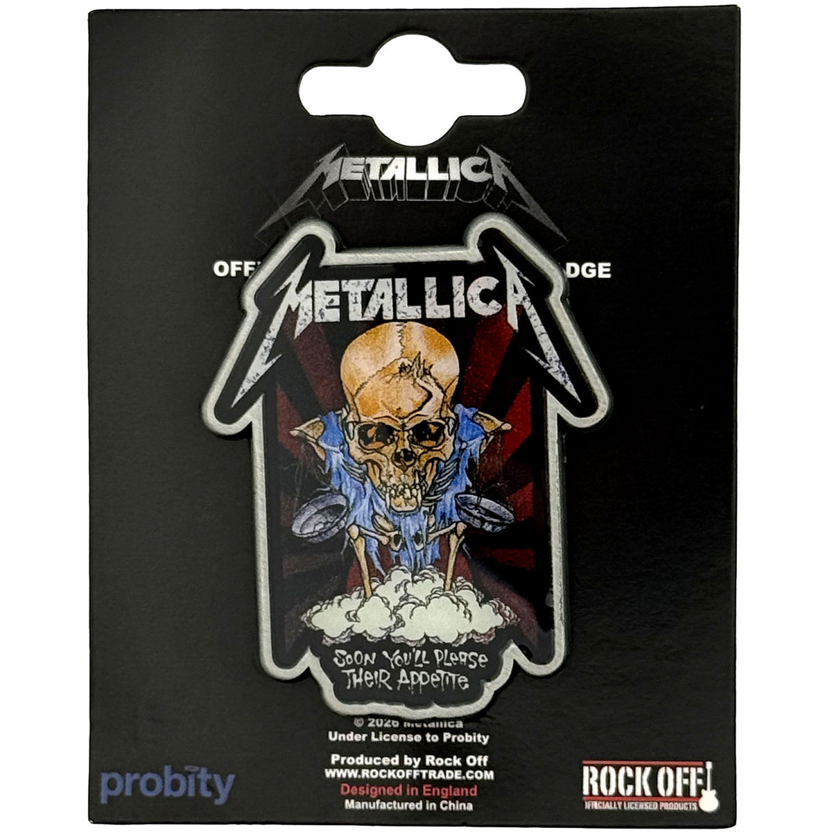 Een foto van een Metallica Speld Badge