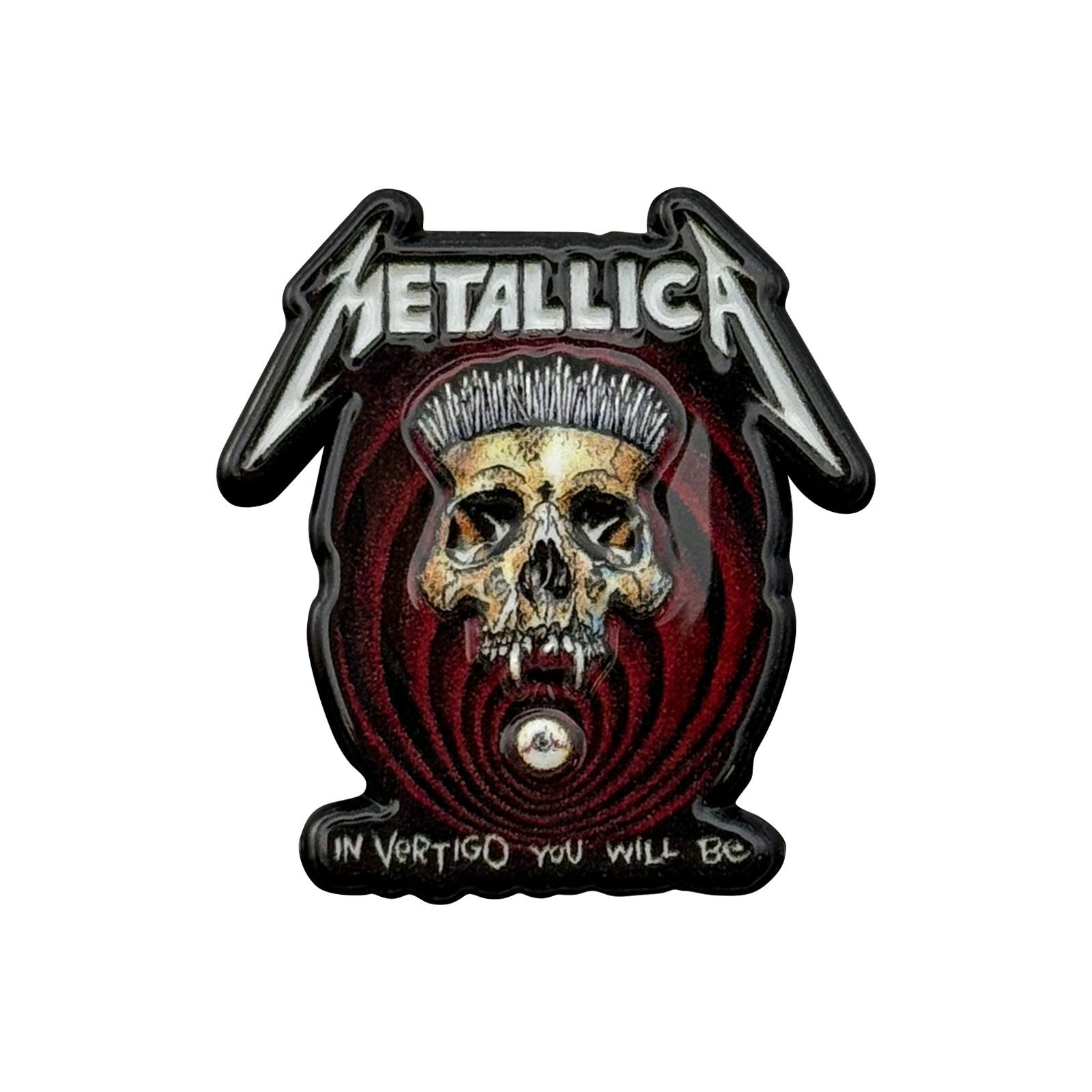 Een foto van een Metallica Speld Badge