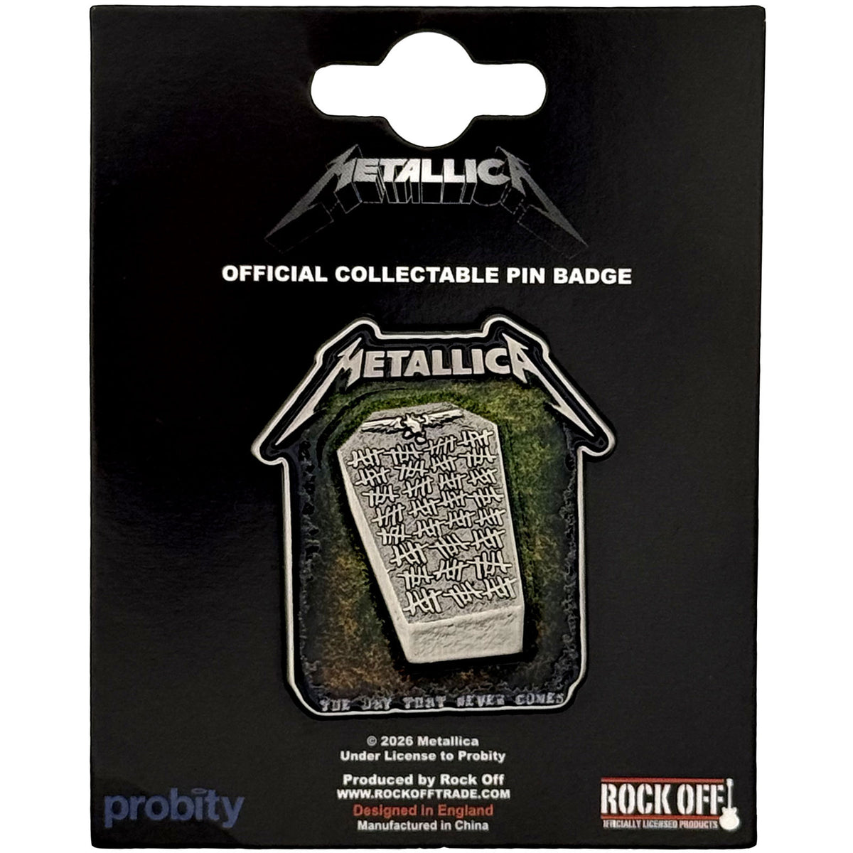 Een foto van een Metallica Speld Badge