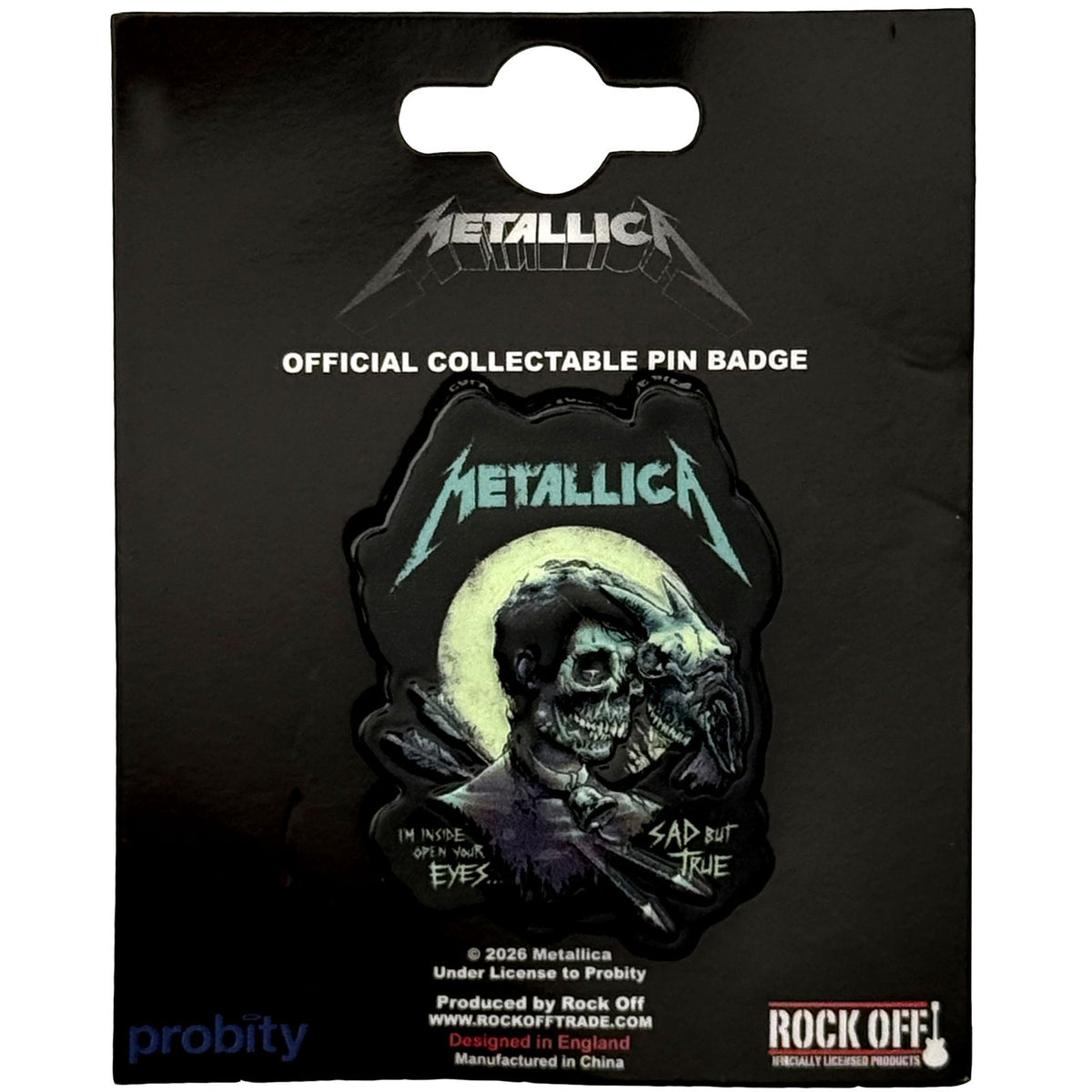 Een foto van een Metallica Speld Badge