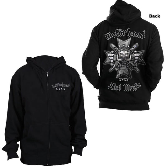 Motorhead Unisex Zipped Hoodie: Bad Magic (Back Print) Ritshoodie