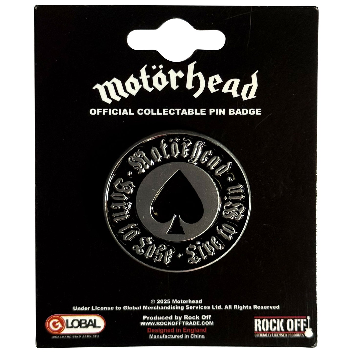 Een foto van een Motorhead Speld Badge