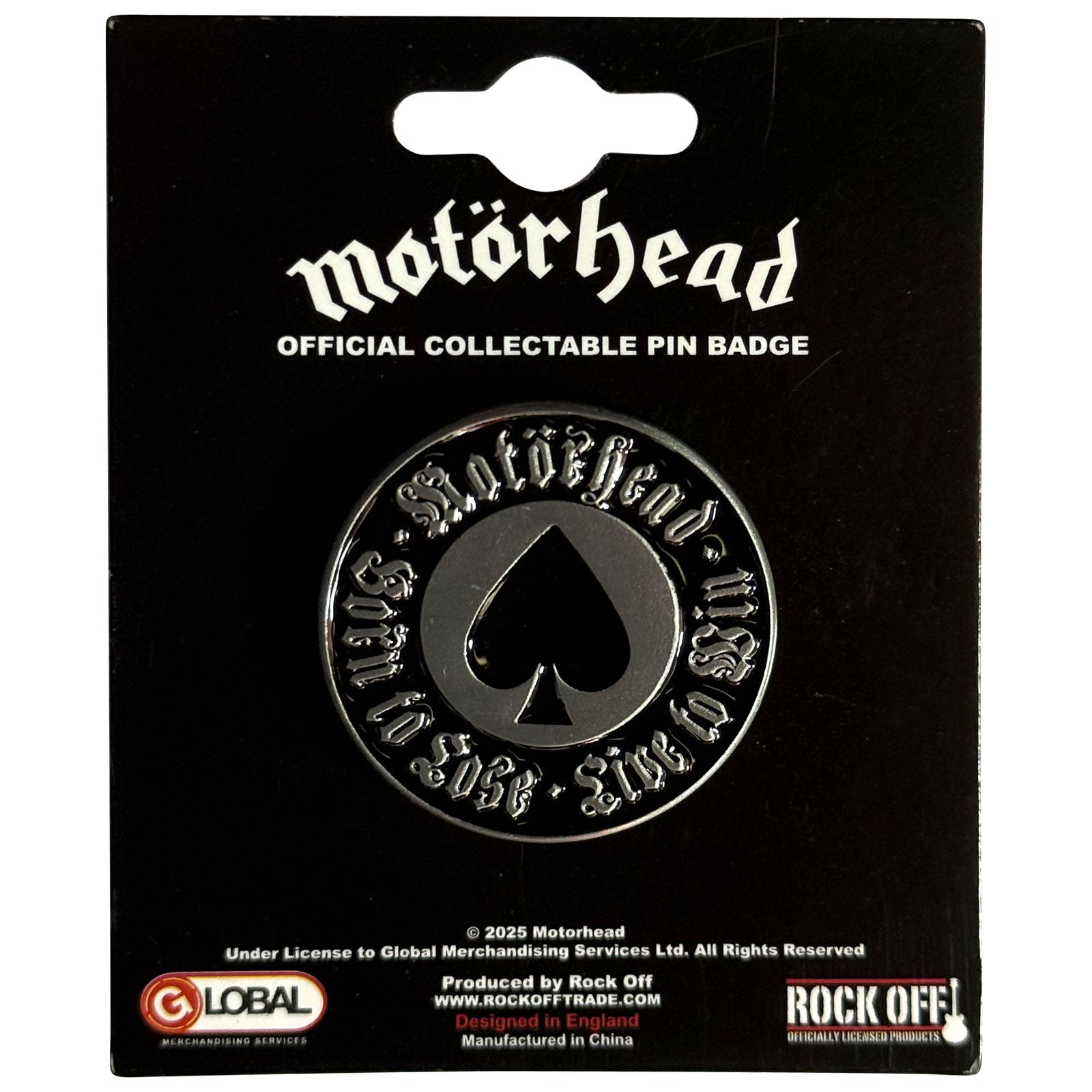 Een foto van een Motorhead Speld Badge