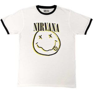 Nirvana Unisex Ringer T-Shirt: Double Happy Face Ringer T-Shirt