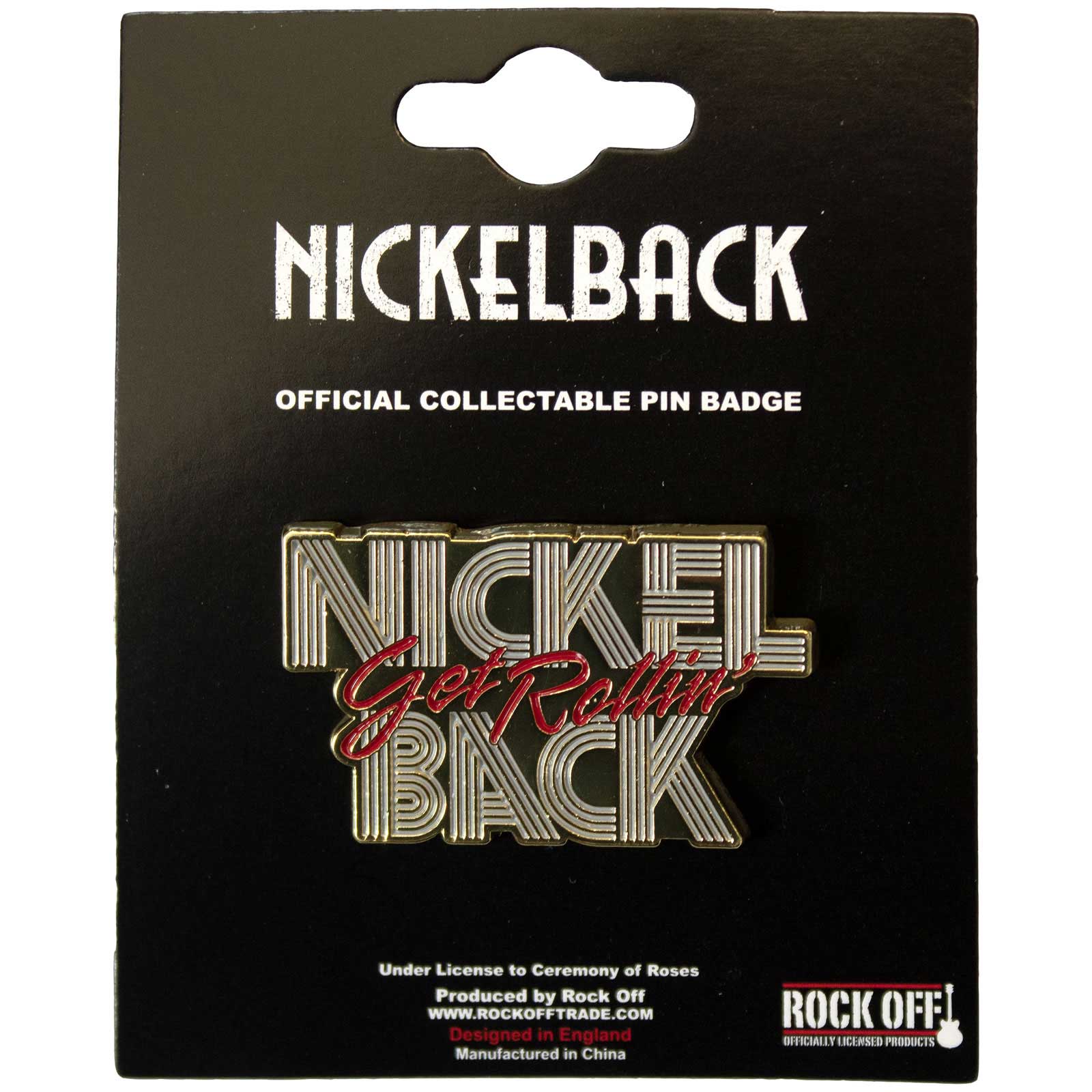 Een foto van een Nickelback Speld Badge