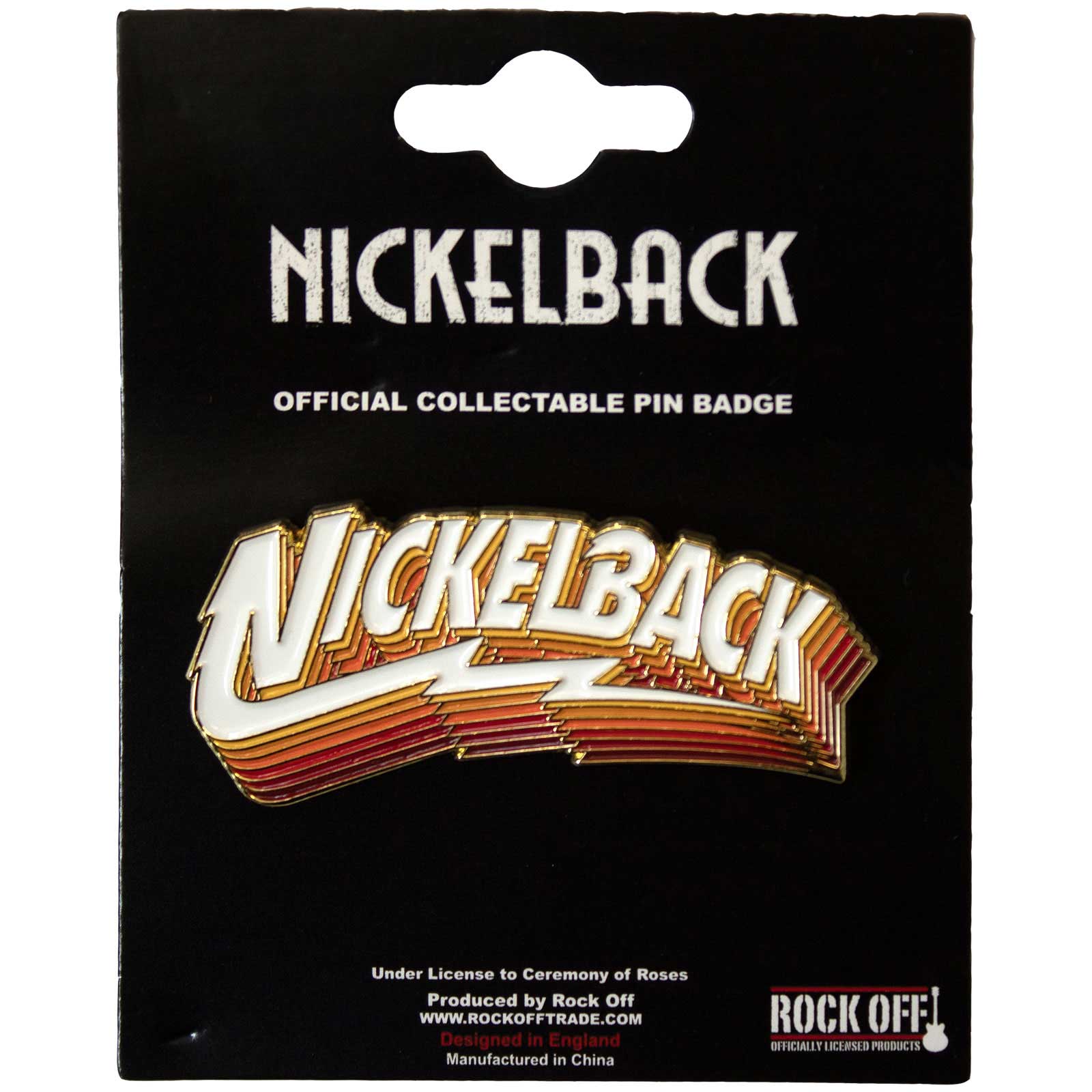 Een foto van een Nickelback Speld Badge