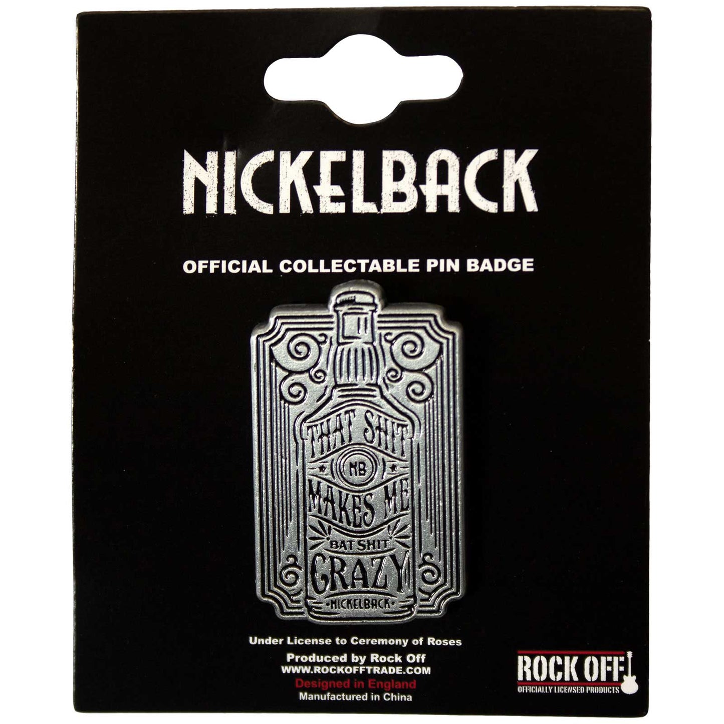 Een foto van een Nickelback Speld Badge