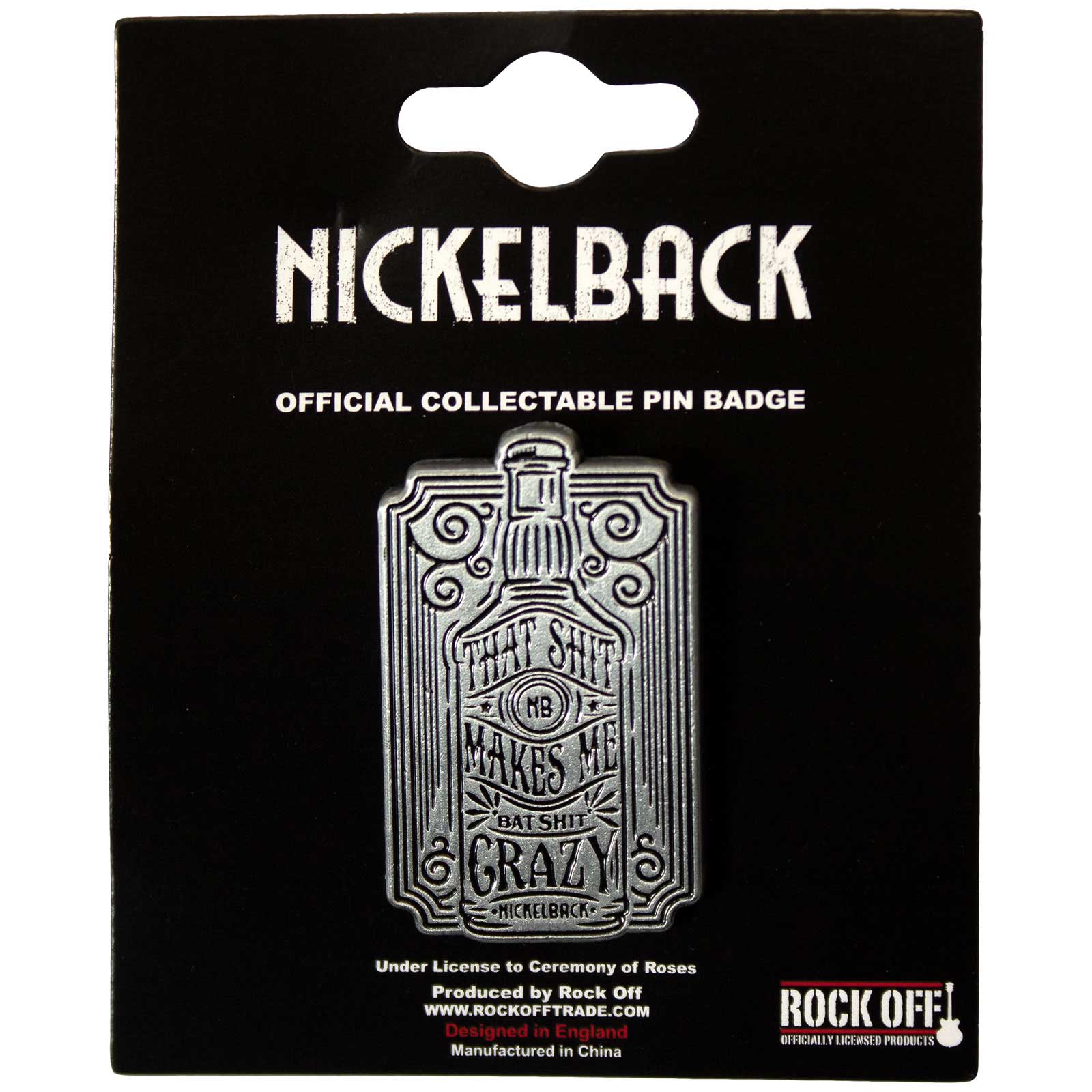 Een foto van een Nickelback Speld Badge