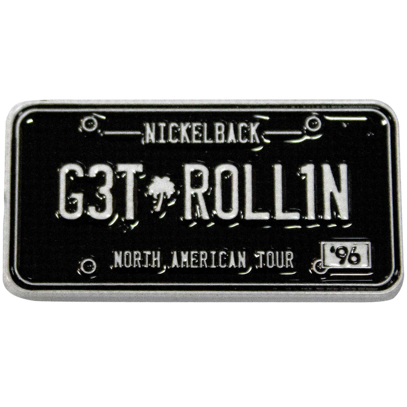 Een foto van een Nickelback Speld Badge