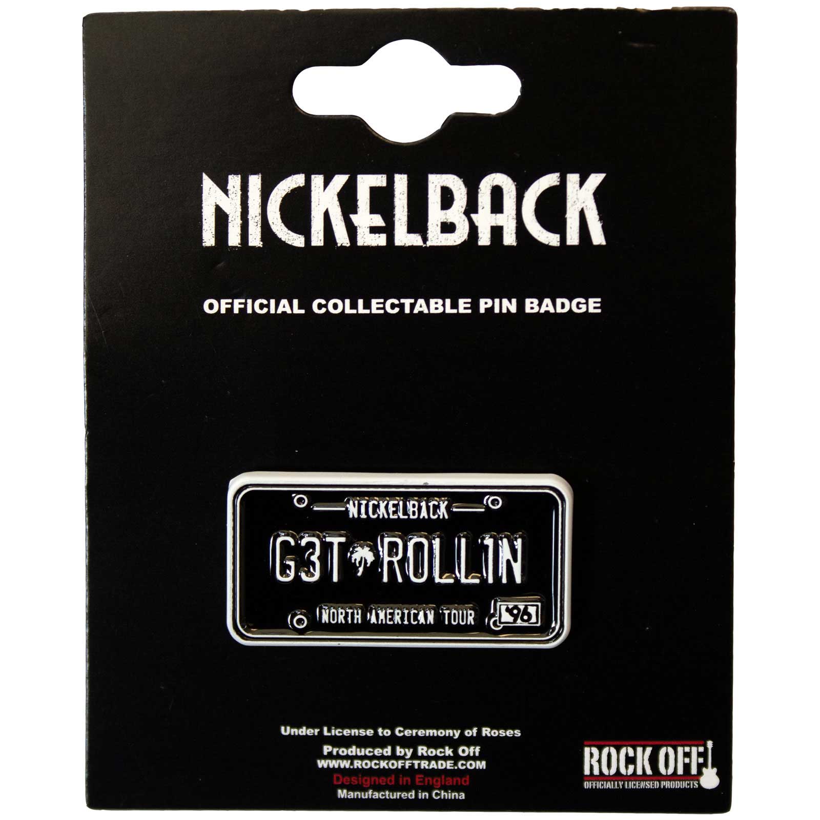 Een foto van een Nickelback Speld Badge
