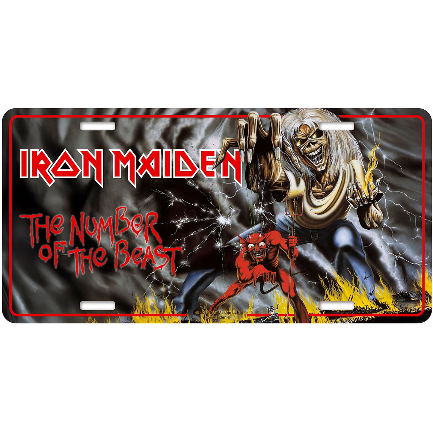 Een foto van een Iron Maiden Nummerplaat