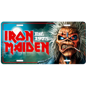 Een foto van een Iron Maiden Nummerplaat