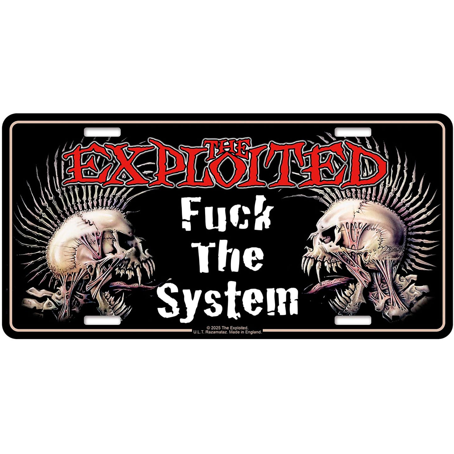 Een foto van een The Exploited Nummerplaat