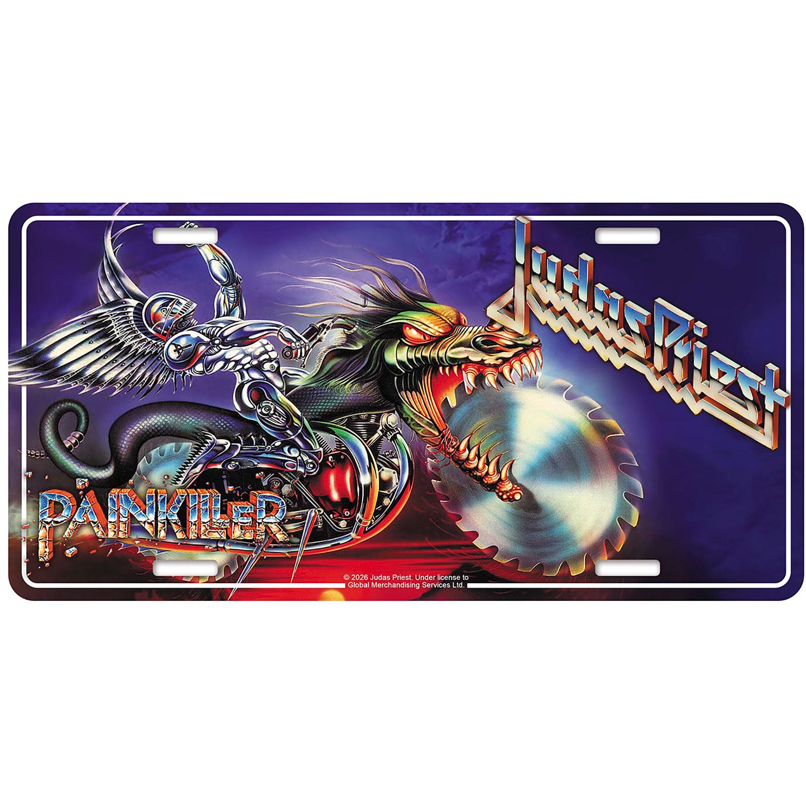 Een foto van een Judas Priest Nummerplaat